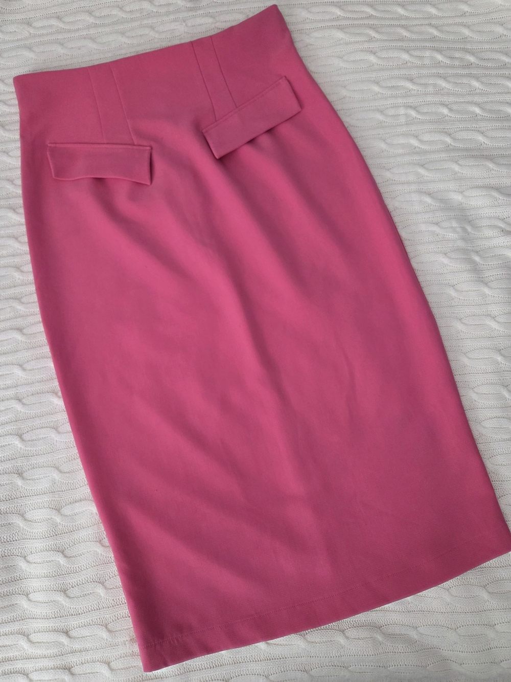 Zara Hot Pink Midi Skirt with Flap Pockets